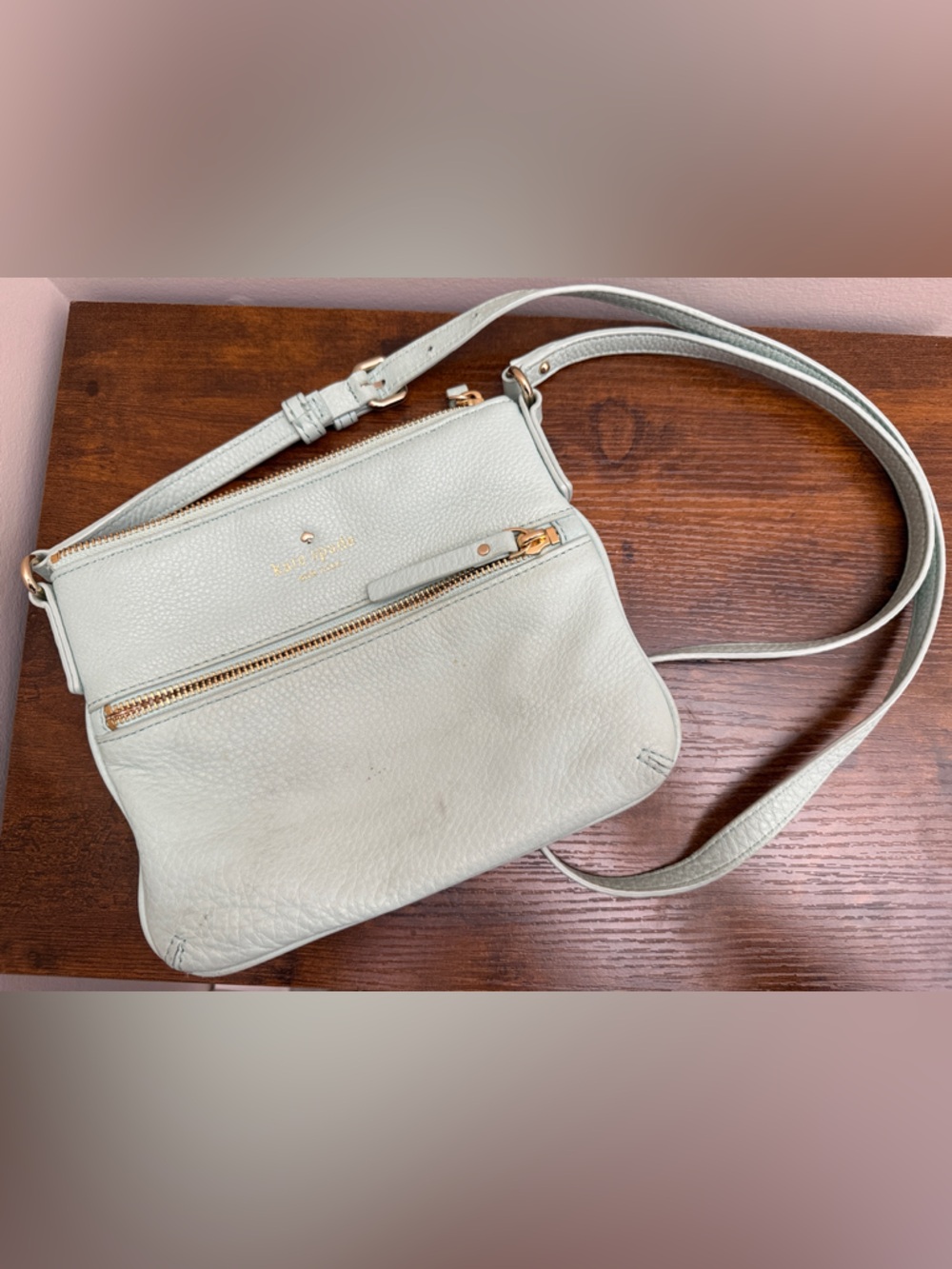 kate spade Mint Green Pebbled Leather Crossbody with Gold Hardware